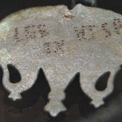 Bronze object mentioning LEG HISP IX, from Ewijk