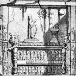 Persepolis, Tomb of Artaxerxes II Mnemon, Upper register (Drawing by Cornelis de Bruijn)