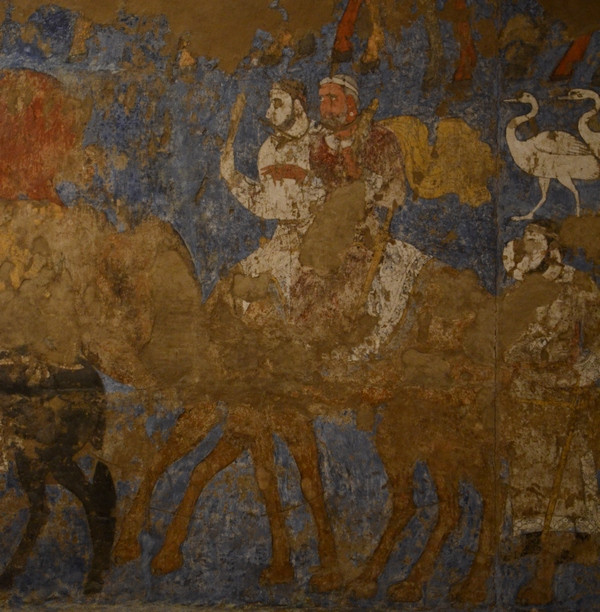 Afrosiab, Ambassadors Fresco: southern wall, two dromedary riders
