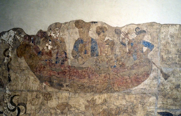 Afrosiab, Ambassadors Fresco: northern wall, Chinese boat