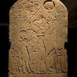Akhenaten, Nefertiti, and Merit-Aton venerating the Sun Disk
