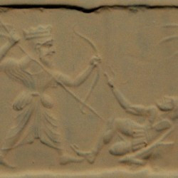 An Achaemenid king killing a Greek hoplite