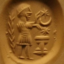 A Magian, worshipping at a fire altar (seal impression)