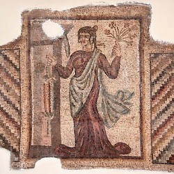 Bishapur, Palace, Mosaic of a lady with flowers