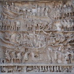 Rome, Forum Romanum, Arch of Severus, Damaged relief west left: Surrender of Seleucia