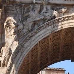 Rome, Forum Romanum, Arch of Severus, Victoria (east, left) and spring