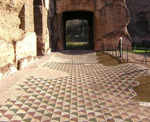 Rome, Baths of Caracalla, Abstract mosaic