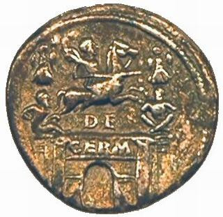 Coin commemorating Drusus' German victories, minted by his son Claudius