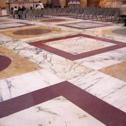 Rome, Pantheon (13), Pavement, covered by white and Numidian yellow marble, purple porphyry and grey granite from Egypt