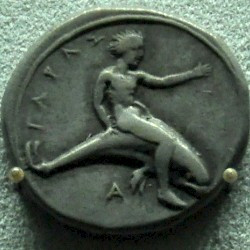 Coin of Taras on a dolphin