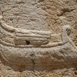 Lepcis Magna, Macellum, miniature arch, relief of a freighter