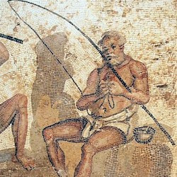 Villa of the Nile Mosaic, third mosaic, fishermen