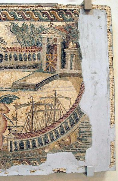 Villa of the Nile Mosaic, first mosaic: the port of Lepcis Magna