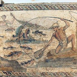 Villa of the Nile Mosaic, third mosaic, fishermen