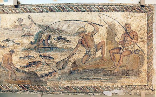 Villa of the Nile Mosaic, third mosaic, fishermen