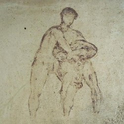 Villa Selene, Baths, Room 22, painting of two wrestlers