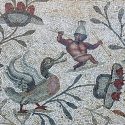 Villa Selene, Terrace, mosaic of pygmees and ducks