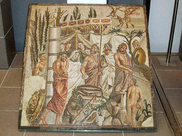 Emporiae, Mosaic showing a scene from Euripides' "Iphigenia in Aulis"