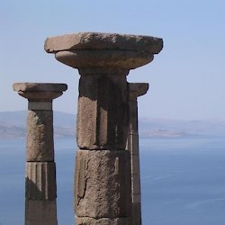 View from the temple of Athena to Methymna on Lesbos