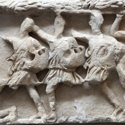 Ephesus, Temple of Hadrian, 4th-century relief: Amazons and a Dionysiac procession