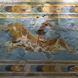 Knossos, Wall painting of people jumping on a bull