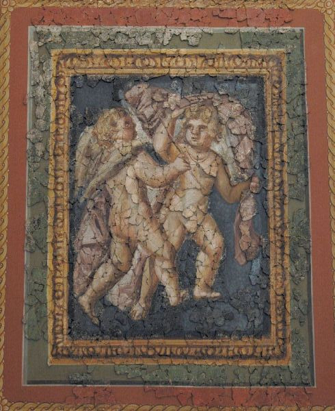 Trier, Fausta's fresco: Erotes with drapery