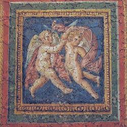 Trier, Fausta's fresco: Erotes with drapery