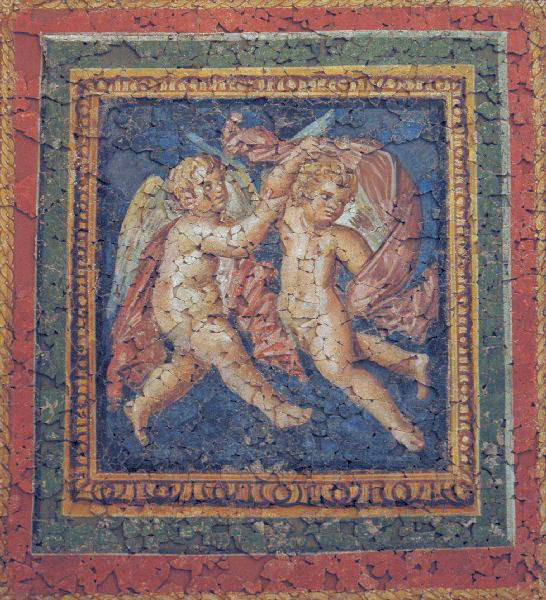 Trier, Fausta's fresco: Erotes with drapery