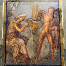 Trier, Wall painting of Jason, Medea, and the Golden Fleece