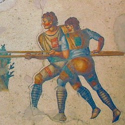 Constantinople, Imperial Palace, Mosaic of two hunters and a tiger