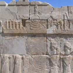 Persepolis, Palace of Xerxes, Interconnecting staircase, Central scene