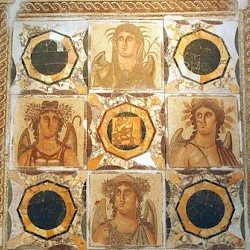 Villa of Dar Buc Ammera, seasons mosaic