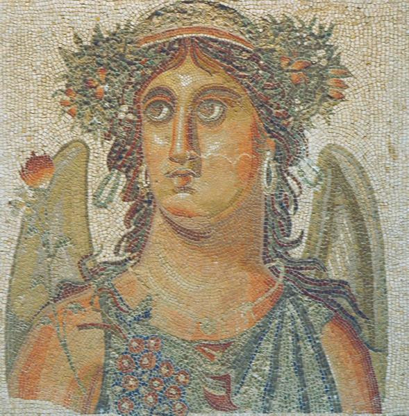 Villa of Dar Buc Ammera, seasons mosaic, Spring