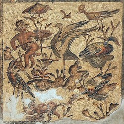 Villa of Dar Buc Ammera, seasons mosaic, Nilotic scene