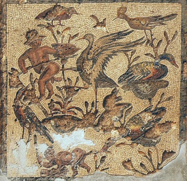 Villa of Dar Buc Ammera, seasons mosaic, Nilotic scene