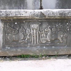 Miletus, Theater, Decoration: griffins and Apollo's tripod