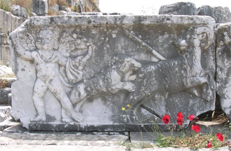 Theater decoration: erotes fighting animals