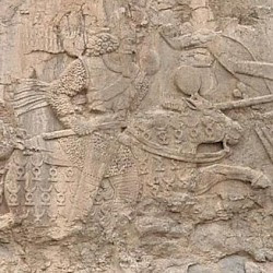 Firuzabad, Relief 1, Scene 2, Shapur unseats Artabanus