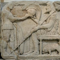Xanthus, Agora, Harpy tomb, Relief of the harpies and a warrior