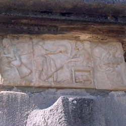 Xanthus, Agora, Harpy tomb, Relief of the harpies and a warrior (cast)