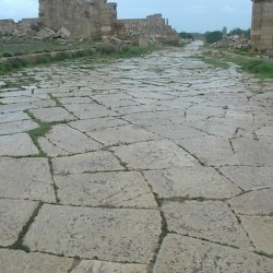 Lepcis Magna, Plaza,  pavement on a rainy day