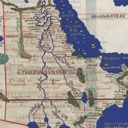 Nile, as shown on the World Map of Ptolemy of Alexandria (manuscript from 1467)