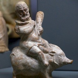 Cyprus, Hellenistic figurine of Heracles riding a pig