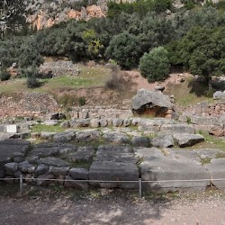 Delphi, Temple of Athena Pronaia, with rock