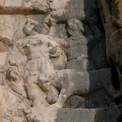 Bishapur, Relief 3, Tribute bearers with lions