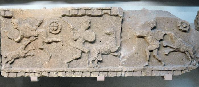 Ghirza, Mausoleum North B, relief: hunters