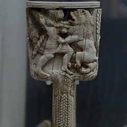 Old Paphos, Evreti, Tomb 8, mirror handle with a lion hunt