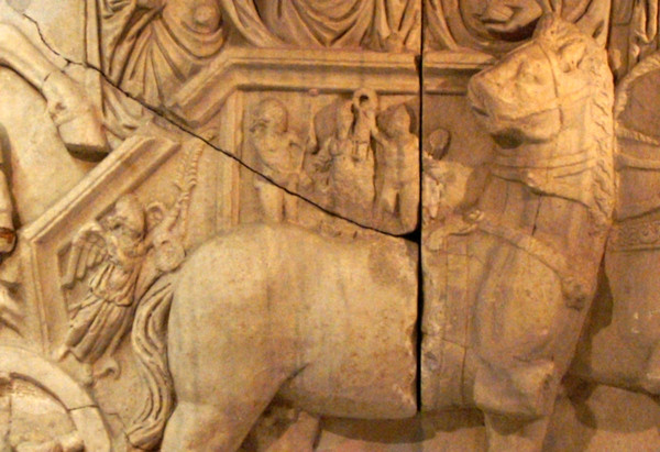 Lepcis, Arch of Septimius Severus, NW, frieze, The triumphal chariot
