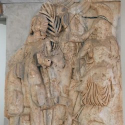 Lepcis, Arch of Septimius Severus, SE, frieze: Julia Domna and Mars