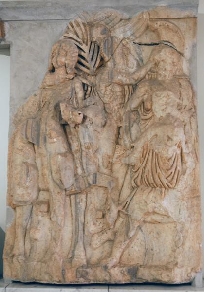 Lepcis, Arch of Septimius Severus, SE, frieze: Julia Domna and Mars